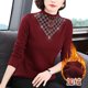 thumbnail image 2 of Otoño e invierno Nueva camiseta de manga larga con cuello alto y forro polar para mujer Camiseta de estilo occidental para mamá de primavera y otoño, 2 of 5