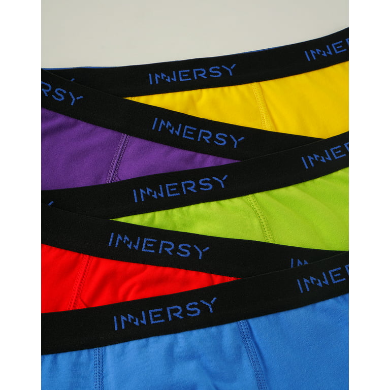 INNERSY Boys Underwear Stretchy Cotton Soft Boxer Briefs for 6-18 Teen Boys  5 Pack (L, Rainbow Colors)