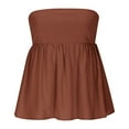thumbnail image 6 of Staron Summer Tops for Women Casual Tube Top Round Neck Sleeveless Cropped Waist-Length Fashion Solid Color Tank Top, Brown S, 6 of 6