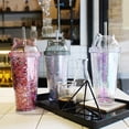 thumbnail image 1 of Cute Cat Ear Flash Film Double Layer Cup 420ML Gift Custom Cup Creative Plastic Water Cup Straw Cup, 1 of 1