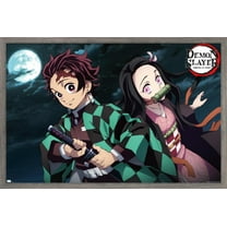 Demon Slayer - Tanjiro & Nezuko Night Wall Poster, 22.375" x 34" Framed