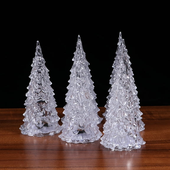 YOSADIER 7-Piece Acrylic Christmas Tree Night Light Set White LED for Festive Holiday Centerpieces Decoration