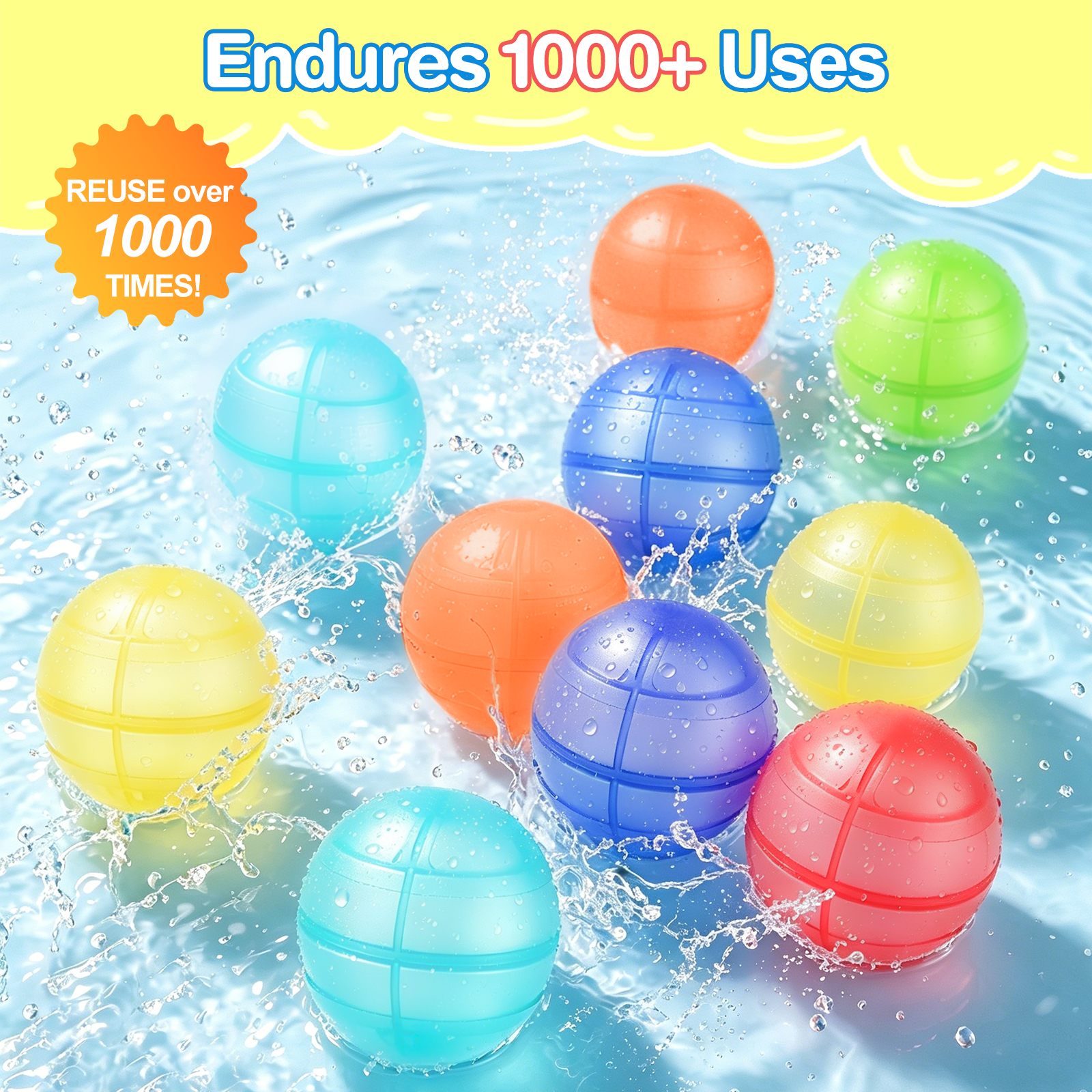 16 Count Reusable Water Balloons, Easy Fill Self Sealing Silicone Water Bombs, Soft Summer Water Toys for Family Backyard Party, Bulk Reusable Water Balloon Set