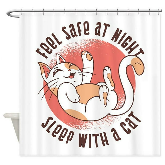 CafePress - Sleep With A Cat - Unique Fabric Shower Curtain 70" x 72"