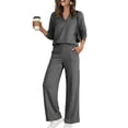 thumbnail image 2 of Women'S 2 Piece V Neck Lounge Set Matching Sweatsuits Lounge Sets For Women Airport Travel Outfits Comfy Athleisure Fall Winter Clothes Wide Leg Palazzo Pants, 2 of 9