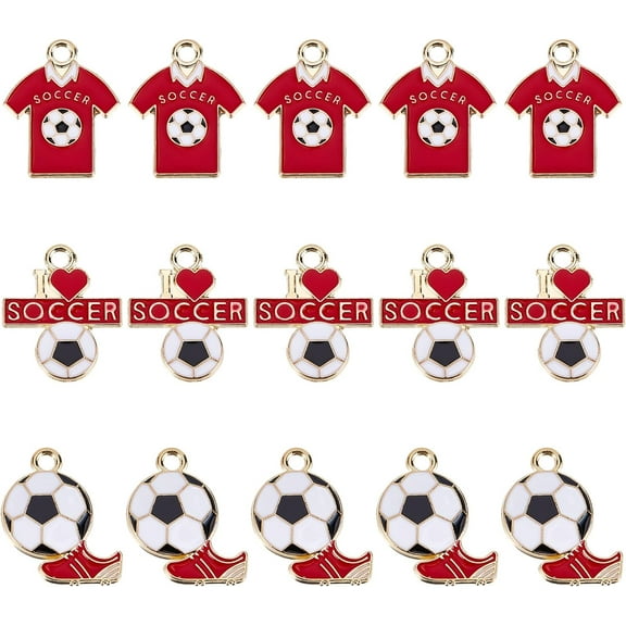 1 Box 30Pcs Soccer Charms Soccer Ball Charms Enamel Sports Charm Ball Games Shoe Charm I Love Soccer Football Sport Charms for Jewelry Making Charm Earrings Bracelet Supplies colorful DIY