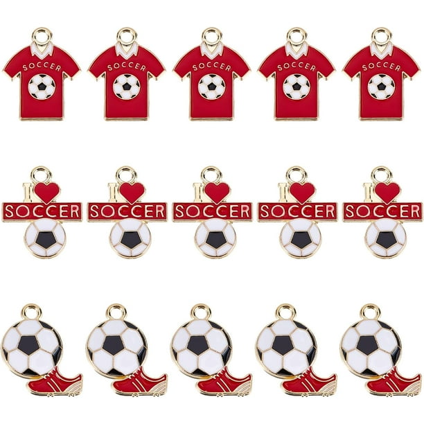 1 caja de 30 dijes de fútbol, dijes de balón de fútbol, dijes deportivos esmaltados, dijes para zapatos de juegos de pelota, dijes deportivos que aman el fútbol.