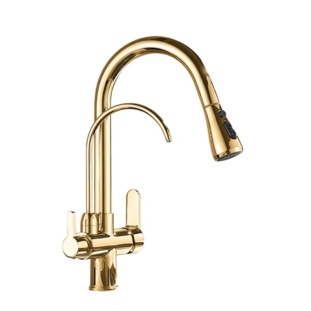 Filter Kitchen Faucet Brushed Nickel Brass Kitchen Faucet With Pure Water Pull Out Style Kitchen Faucet Rotatble Hot Cold Crane ,Effortless Installation
