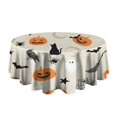 thumbnail image 5 of Beige Halloween Pumpkins Ghosts and Bats Round Tablecloth 60"x60",Wrinkle Wipeable Table Cloth for Kitchen Dining Room Picnic Patio Party, 5 of 6