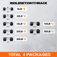 thumbnail image 5 of MITONOS 150/350 Dumbbell Sets with Rack, Rubber Hex Dumbbells, Free Weight set for Home Gym, Hand Weights with Chrome Handle for Strength Training, 5 of 7
