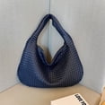 thumbnail image 2 of Woven Leather Bag 2023 Trend Fashion Luxury Designer Handbag High Quality Black Gray Blue Pink Brown Shoulder Tote Bag For Women, 2 of 5