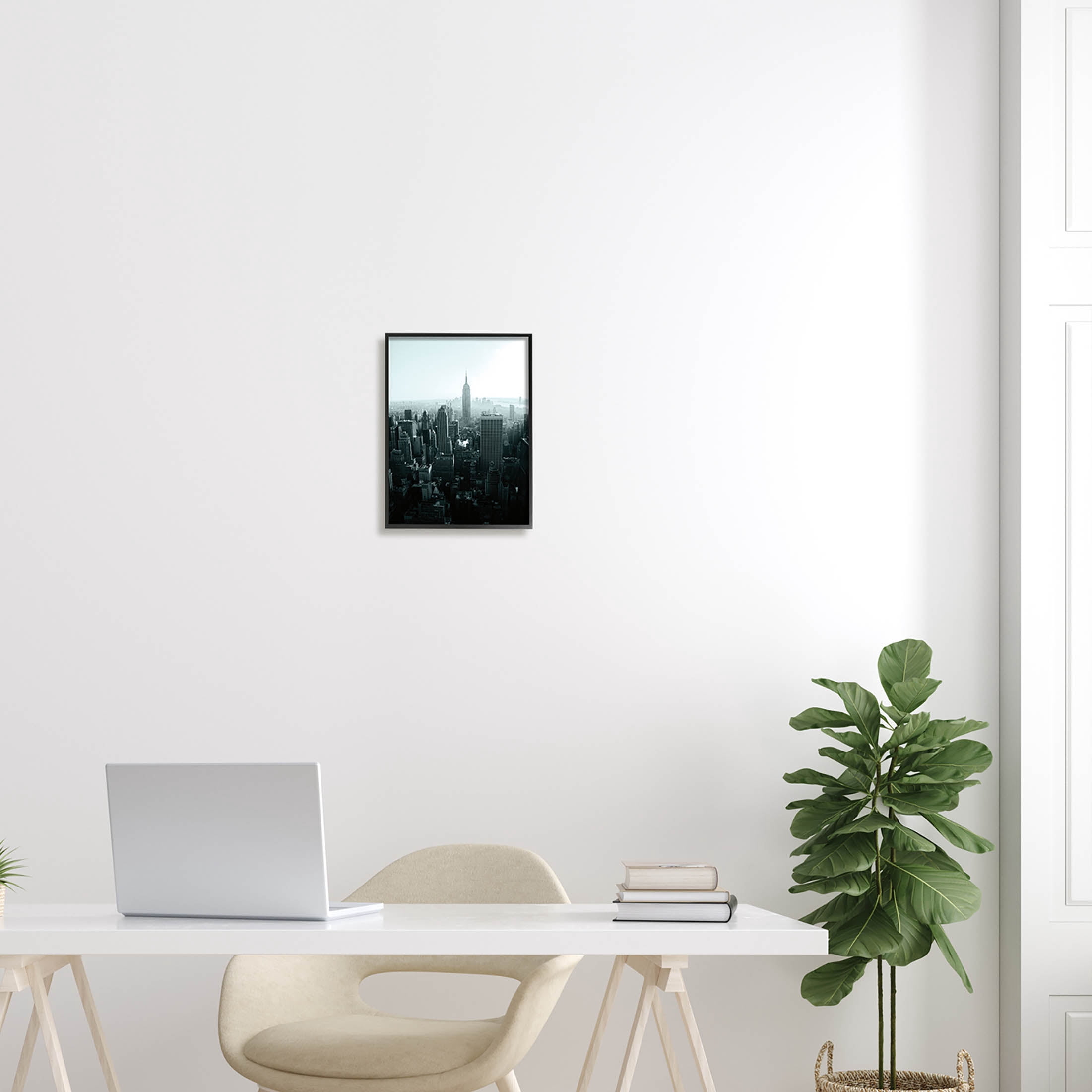 Stupell Industries Aerial City View Urban Skyscraper Photograph Black Framed Art Print Wall Art, Design by Aledanda