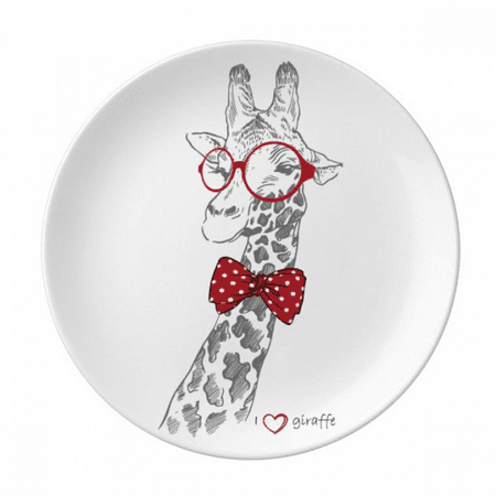 

Glasses Giraffe Handsome Plate Decorative Porcelain Salver Tableware Dinner Dish