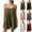 Army Green, variant on POIUYTR Summer Cotton Sundress for Women Casual Spaghetti Strap Sleeveless Dresses Smocked Mini Camisole Dress