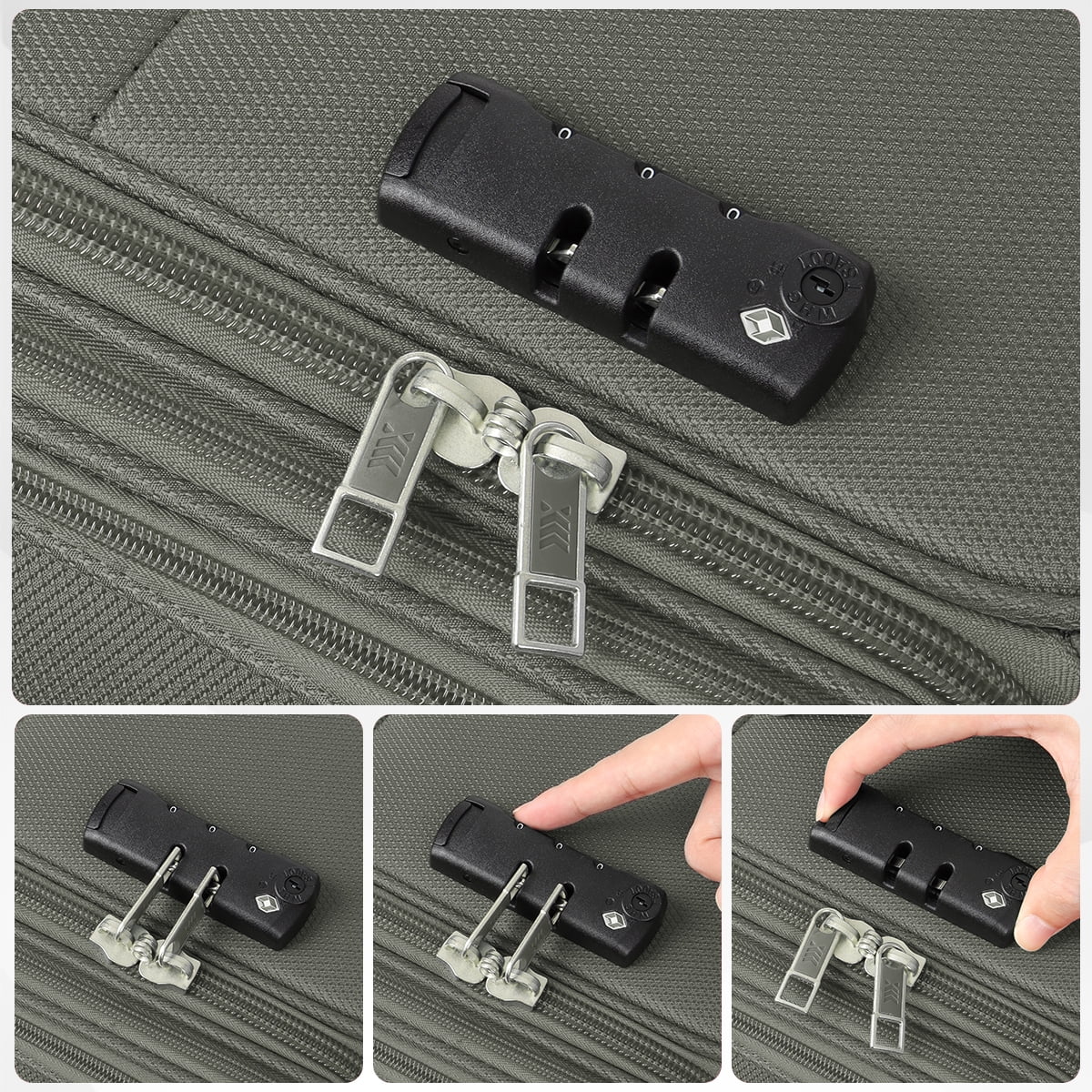 3-Piece Softside Luggage Set Expandable Suitcase with TSA Lock and Front Opening, 20"/26"/30", Grey - 8809