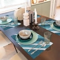 thumbnail image 6 of Linen Placemat With 18×12in Double Stitching Is Effectively Insulated And Foldable For Family Hotel Picnic Trips Cyan Stripe_4 Four Pieces, 6 of 8