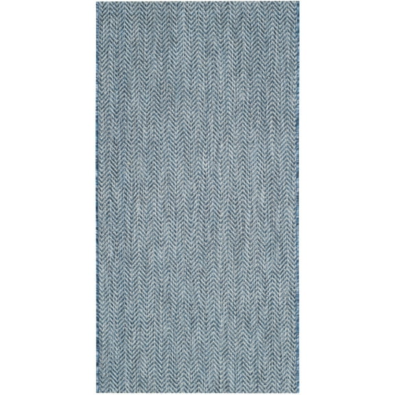 SAFAVIEH Courtyard Blazhe Chevron Indoor/Outdoor Area Rug, Navy/Grey, 2'7" x 5'