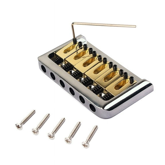 6 Strings Hardtail Saddle Bridge with Wrench and Screws for Fender Strat Electric Guitar Replacement Parts