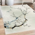 thumbnail image 1 of Nature Decorative Rug, Flowers Buds and Birds with Cherry Branches Style Art Painting Effect, Quality Carpet for Bedroom Dorm and Living Room, 6 Sizes, Ivory Black, by Ambesonne, 1 of 4
