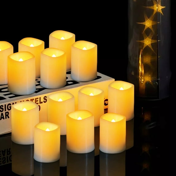 Flameless LED Votive Candles 20 Pack, 1.5" x 2", Battery Operated Flickering Electric Outdoor Flameless Tea Lights, Fake Tealight Candle Bulk for Wedding, Christmas, Halloween Decorations