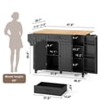 thumbnail image 4 of Kitchen Island with Double Storage Cabinets, Noelse Rolling Kitchen Cart with Drop Leaf, 2-Door Cabinet & Rubber Wood Top, Black, 4 of 8