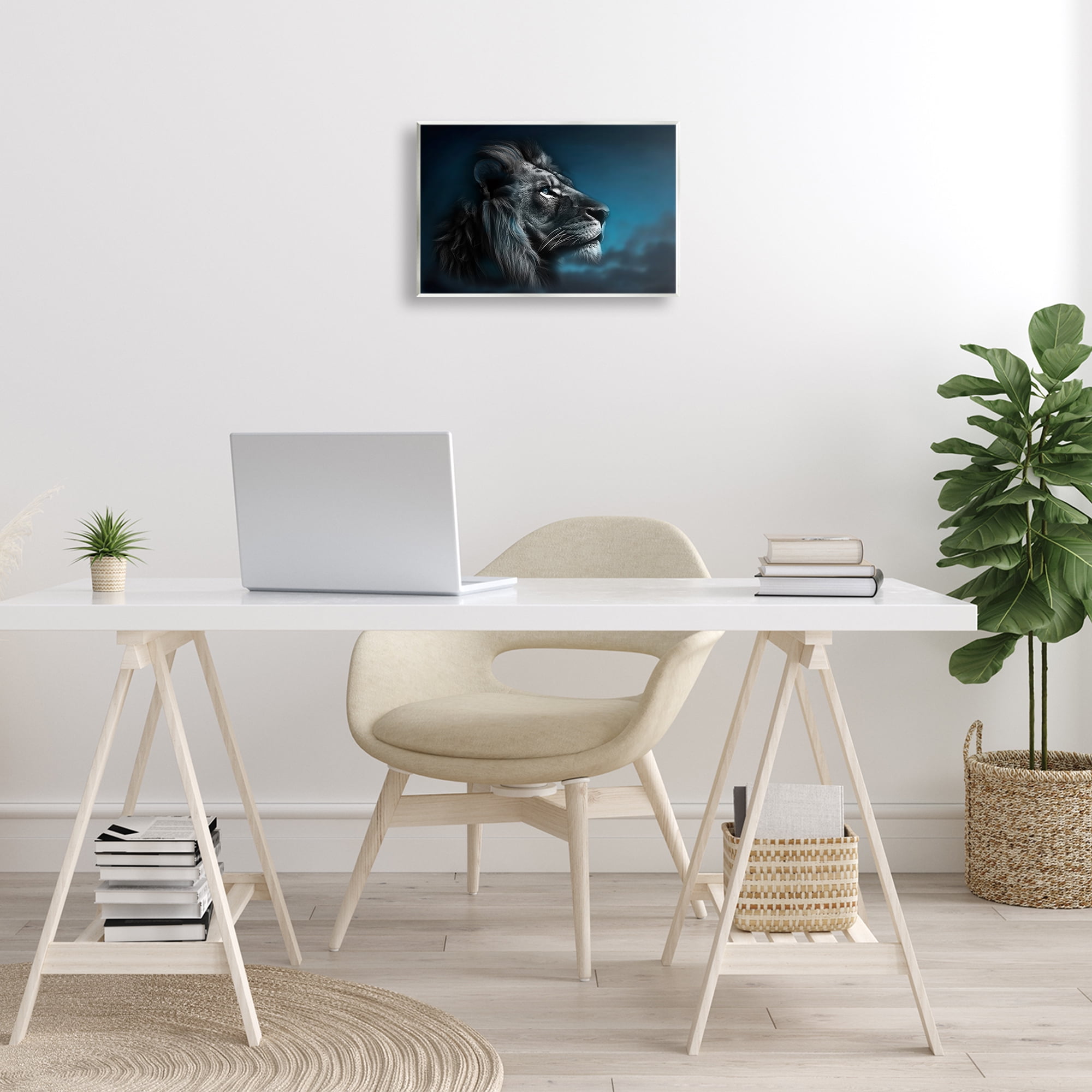 Stupell Industries Intense Gazing Lion Animals & Insects Painting Unframed Art Print Wall Art, 15 x 10