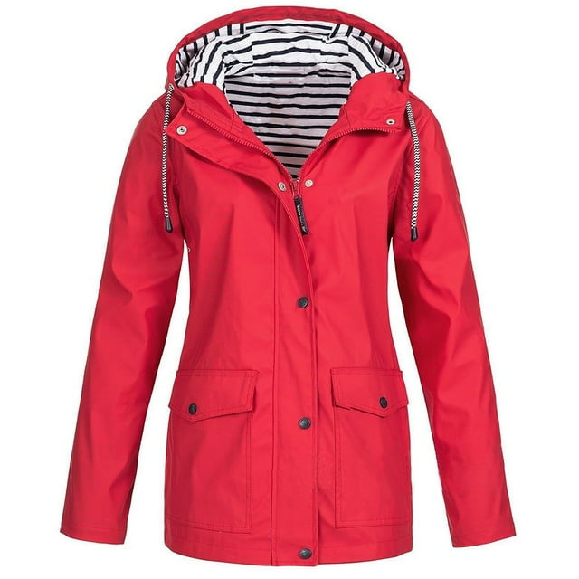 Aofany Manteaux de Pluie pour Femmes Imperméables Extérieur Grande Taille Imperméable Imperméable à Capuche