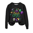 thumbnail image 2 of Gibobby Sudadera con forro polar Mujer Camiseta grande para mujer, camiseta informal holgada de Color sólido con cuello estampado redondo grande (Negro, L), 2 of 5
