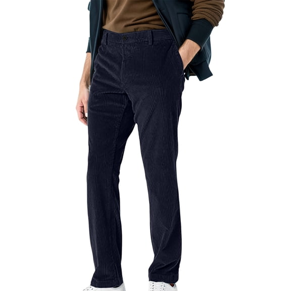 JAJAHO Men's Classic Fit Dress Pants Solid Color Flat-Front Straight Leg Long Pants Work Business Casual Wear Comfortable Trousers
