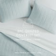 thumbnail image 2 of Noble Linens Pale Blue Square Pattern Quilted Coverlet Set, Full/Queen, 2 of 9