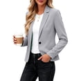 thumbnail image 6 of Fashion Slim Fit Women Solid Color Long Sleeve Button Lapel Blazer Jacket Casual Suit Outer Coat S-XXL Gray, 6 of 8