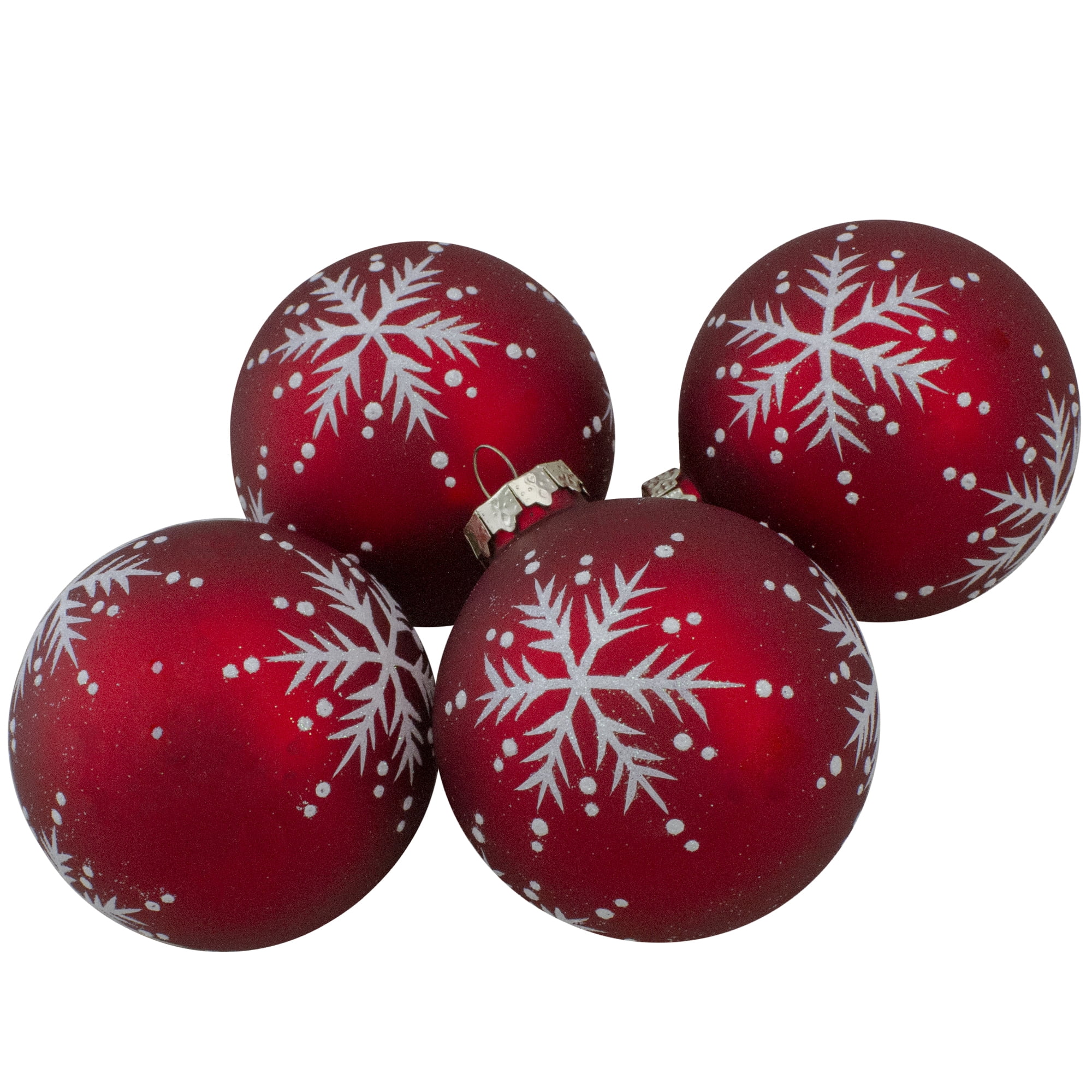 and White Plaid Ball Christmas Ornaments 4 Pack 80mm 3" Red Green 