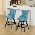 thumbnail image 5 of Swivel Bar Stools Set of 2, Velvet Counter Height Bar Stools with Back, Swivel Dining Chair with Button Tufted and Wooden Legs, Kitchen Chair Counter Stools for Kitchen Island, Ligth Blue, 5 of 9