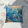 thumbnail image 2 of Orinice Dolphins Fish Ocean Graphic Decorative Throw Pillow Cover for Home Couch Living Room Bed Sofa - High-Quality, All-Year Round Use - 1PC 12x12in, 2 of 5