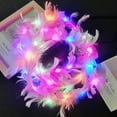 thumbnail image 3 of Chmadoxn Flower Headband, Light up Flower Crown Garland, Luminous Angel Feather Garland Feather Glitter Headdress, Flower Headdress Floral Headpiece for Women Hair Accessories Birthday Wedding Party, 3 of 3