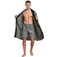 thumbnail image 3 of Tony & Candice Men's Satin Robe with Shorts Set Kimono Bathrobe (X-Large, Gray with Black Collar), 3 of 3