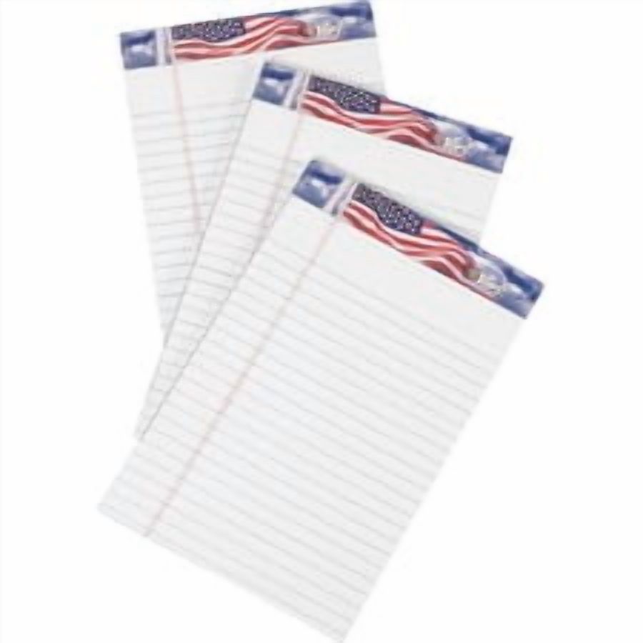TOPS American Pride Binding Legal Writing Tablet - Jr.Legal - 50 Sheets - Strip - 16 lb Basis Weight - 5" x 8" - White Paper - Perforated, Bleed Resistant - 3 / Pack | Bundle of 5