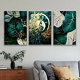 thumbnail image 3 of 2D Flat 3pcs, Decorative Painting--Frameless, Peacock - Inspired Wall Art with Metallic and Teal Hues for Home Decor, Holiday Gifts, Birthday Gifts, Mothers Day, Fathers Day, home decor, 2D/Flat, Po, 3 of 4