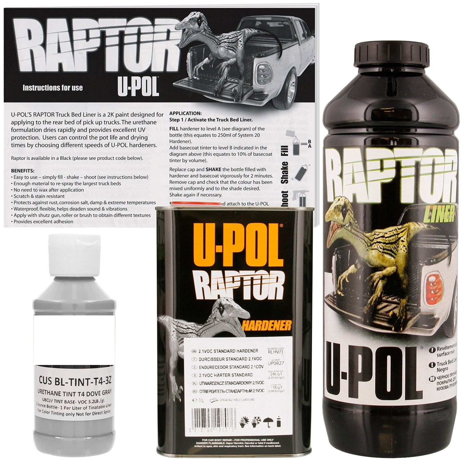 UPOL Raptor Tintable Dove Gray Bed Liner & Texture 1 Liter Upol
