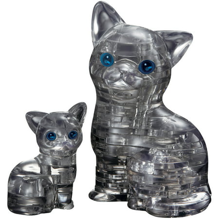 3D Crystal Puzzle Black Cat and Kitten Puzzle, 49 Pieces