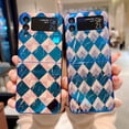 thumbnail image 1 of For Samsung Galaxy Z Flip 3 5G Cover Shockproof Luxury Plaid Marble Pattern Blu-ray Phone Case, 1 of 5