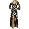 thumbnail image 5 of ZenCart Women's Summer Wrap Maxi Dress Long Sleeve Deep V-Neck Dot Printed Lace Up Dress Split Flowy Beach Long Dress, 5 of 7