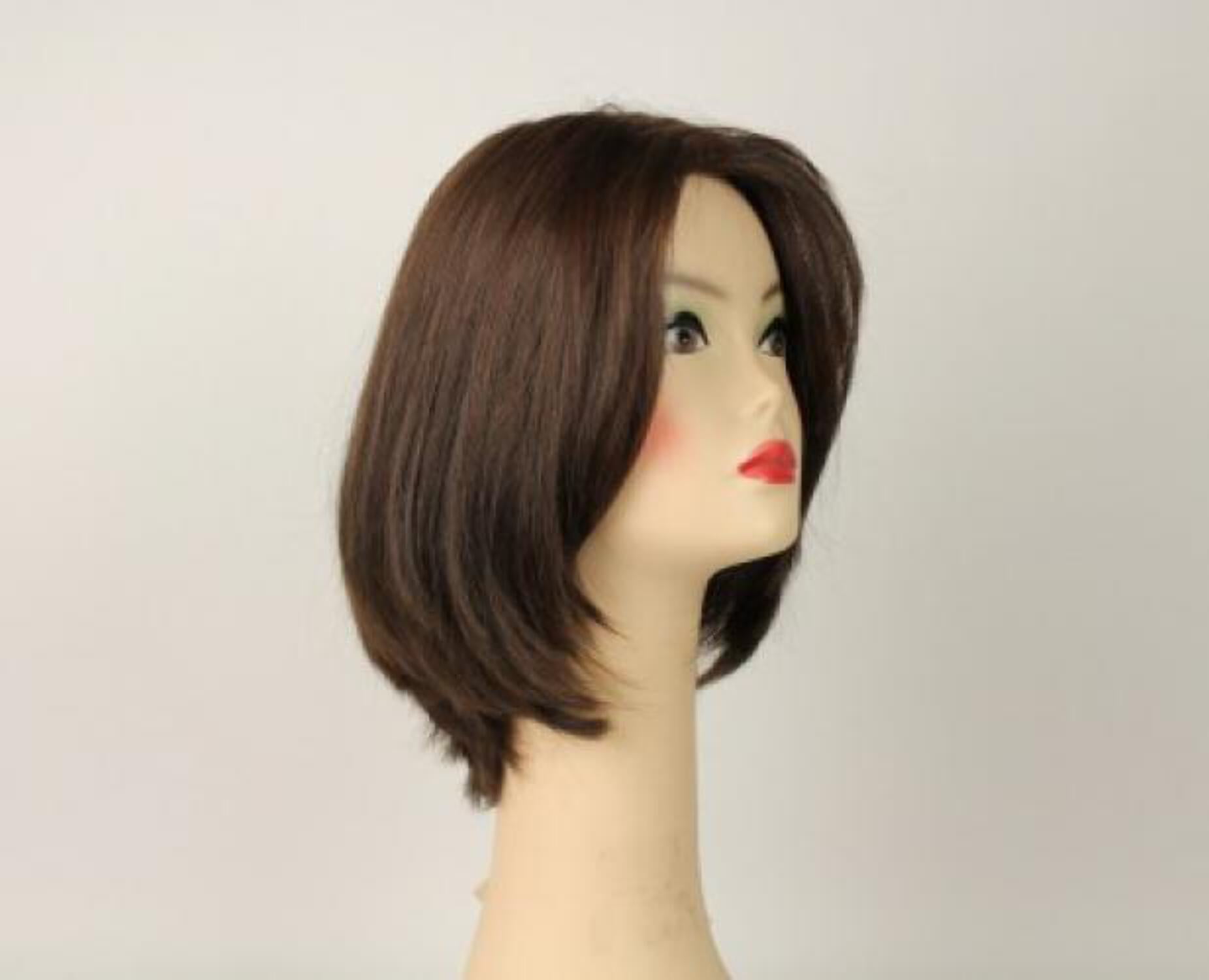 European Human Hair Freeda Wig Liberty Brown With Red Highlights Skin Top Size L