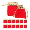 thumbnail image 1 of 20 Pcs Gold Rim Drawstring Jewelry Pouches Red Drawstring Pocket Wedding Party Christmas Favor Gift Bags Red and Golden, 1 of 8
