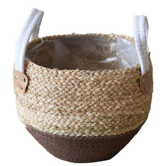 Cesta de almacenamiento tejida duradera Caja de almacenamiento de escritorio Snack Toy Caja de almacenamiento de paja Maceta Ropa Jamón