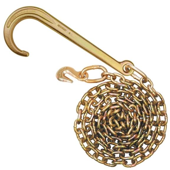 VULCAN Tow Chain - 15 inch Forged J Hook and Grab Hook - G70 Chain - 6 foot - 4700 Lbs SWL