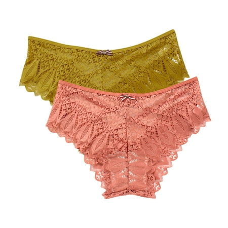 Kmdttou Women s Seamless Underwear Sexy Lace High Cut Panties Comfort Bikini Panty Stretch Underpants Breathable Ladies Briefs (Regular & Plus Size) Orange-S