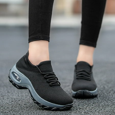 

QWANG 2023 Flat Heel Textile Flying Weaving Women s Shoes For Daily Sports And Leisure Women s Shoes Black