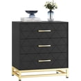 thumbnail image 1 of Ourlova Armoire de Rangement Commode à 3 Tiroirs à Motif Triangulaire - MDF + PB + Fer Noir Rangement Élégant pour Chambre Salon Bureau, 1 of 9