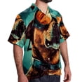 thumbnail image 2 of Retro Dog Men's Poplin Casual Printed Button Down Short Sleeve Summer Beach Shirts Unisex, 2 of 6